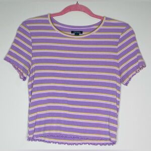 Wild Fable Lavender Striped Short Sleeve Tee